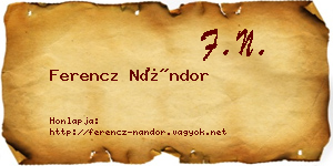 Ferencz Nándor névjegykártya