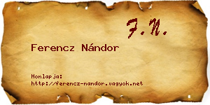 Ferencz Nándor névjegykártya